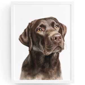 Watercolor Brown Labrador Retriever Dog Portrait Wall Art Print, Unframed